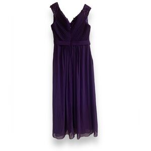 EVER PRETTY - Royal Purple Long Dress - Sleeveless Lace Runched Bodice - Sz 12‎